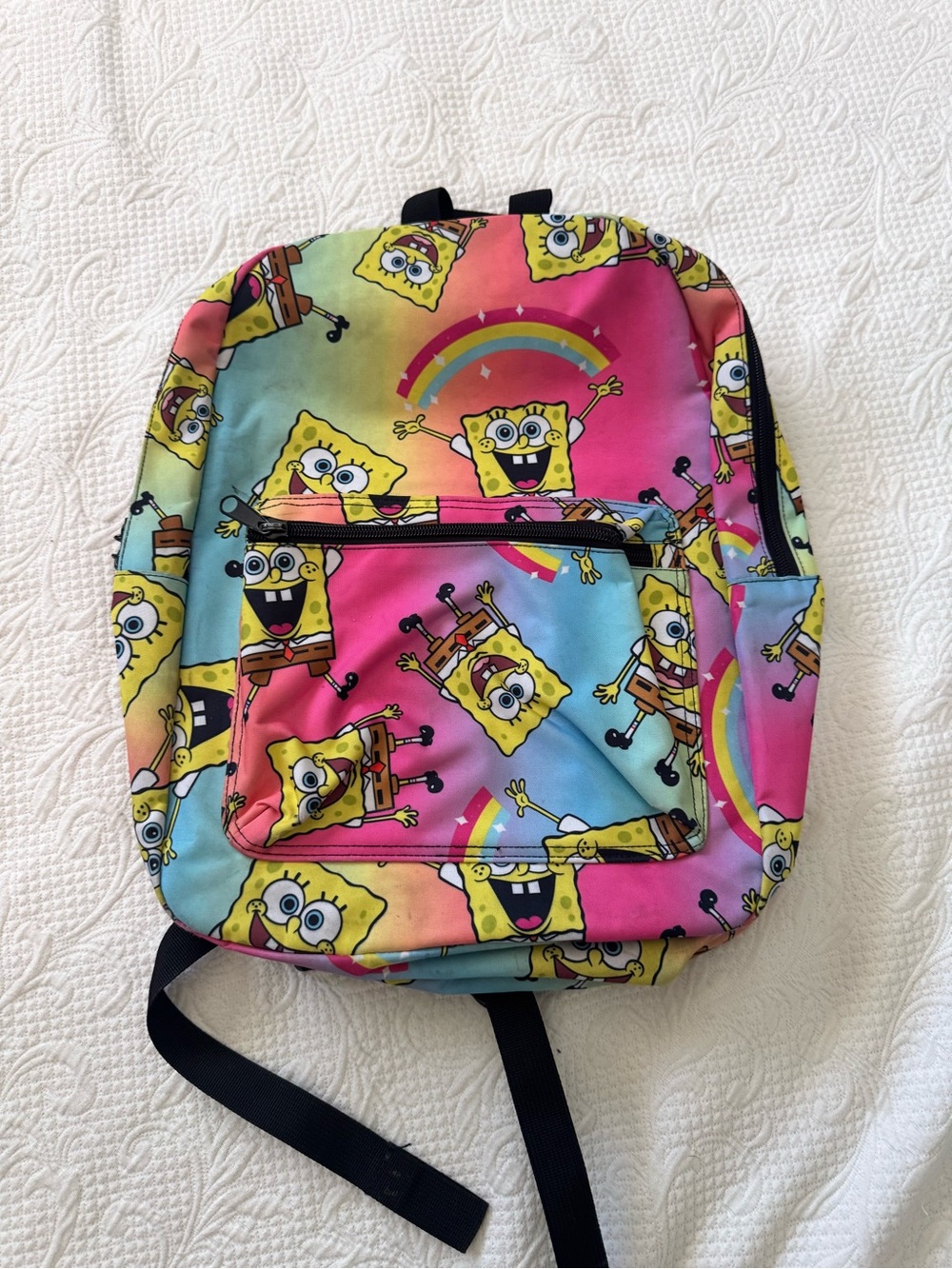 SpongeBob Squarepants Rainbow Character Kids Backpack - Pink Blue Yellow